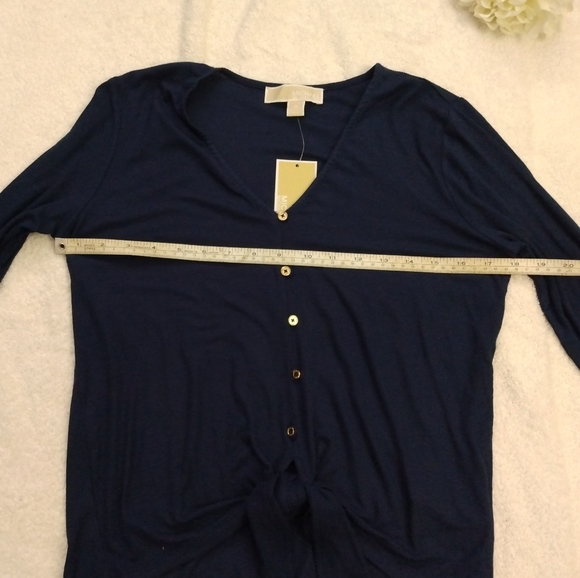 NWT Navy Blue MK Michael Kors Long Sleeve Top Medium - Picture 9 of 14
